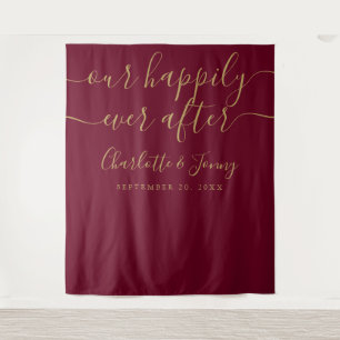 Burgundy and Gold Wedding Photo Backdrop