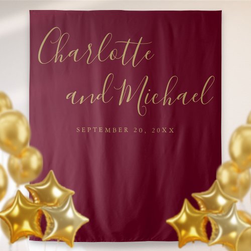 Burgundy and Gold Wedding Photo Booth Backdrop