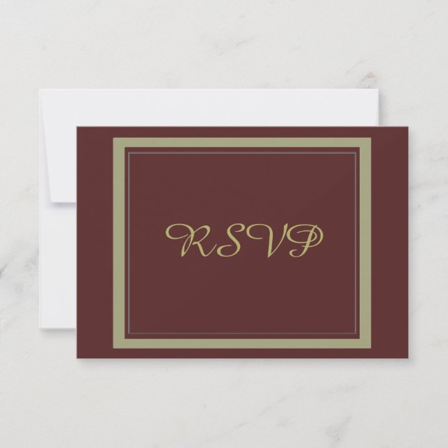 Burgundy and Gold Wedding RSVP Card (Front)