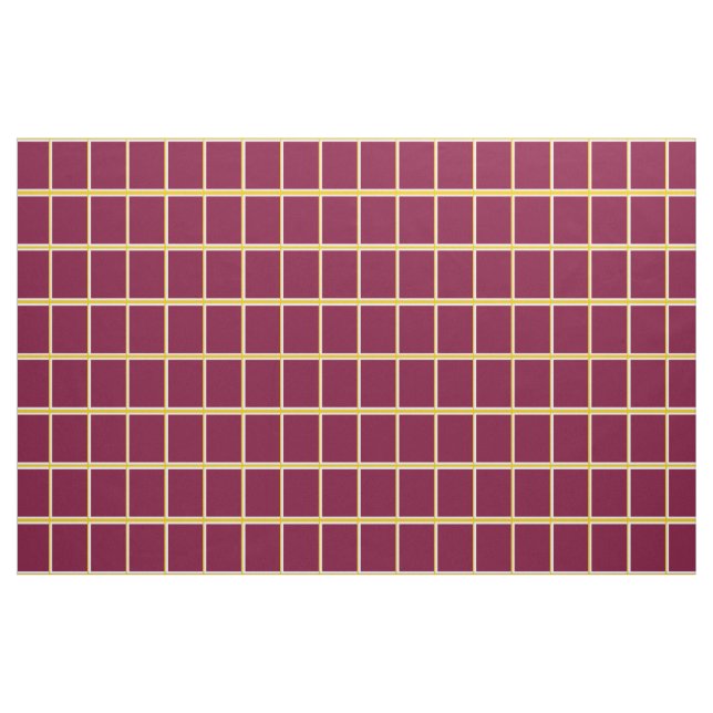 Burgundy and Gold Windowpane Check Fabric (Yard)