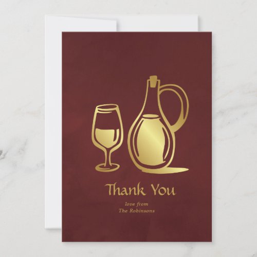 Burgundy and Gold Wine Tasting Thank You Card