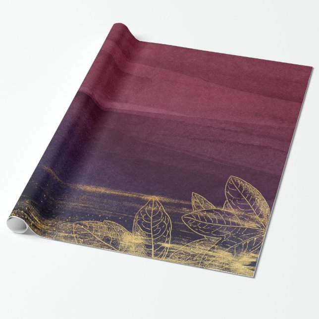 Burgundy and Gold Wrapping Paper (Unrolled)