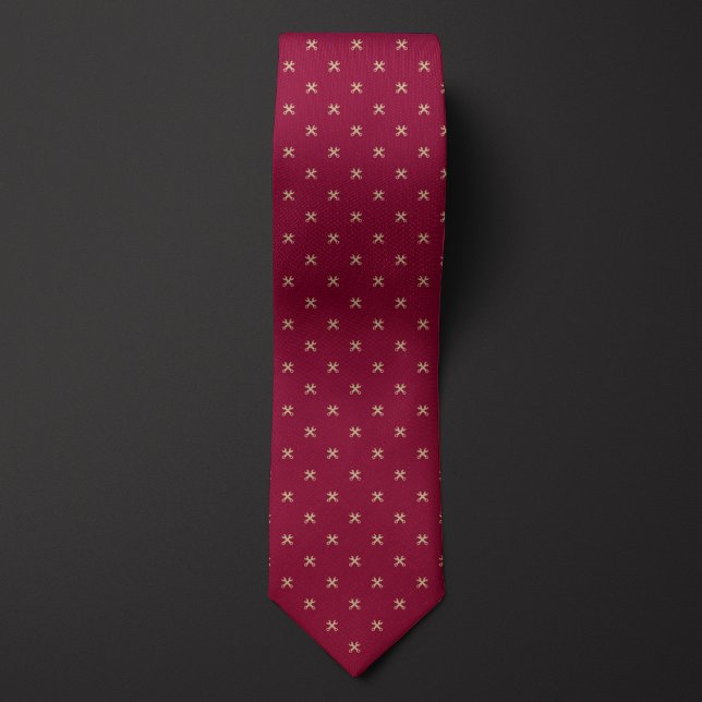 Burgundy and Gold Wrench Pattern Neck Tie (Creator Uploaded)