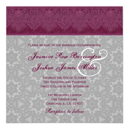 Burgundy And Grey Wedding Invitations 6