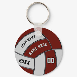 Burgundy and Gray Volleyball Keychains Personalize