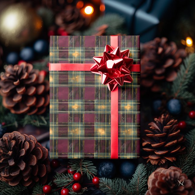 Burgundy and Green Plaid – Rustic Holiday Gift Wrapping Paper (Creator Uploaded)