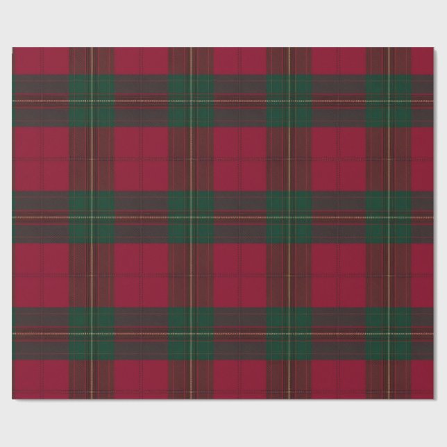 Burgundy and Green Plaid Tartan Wrapping Paper (Flat)