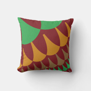 Burgundy and Green Scales Throw Pillow