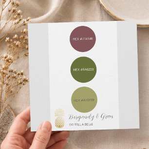 Burgundy and Green Wedding Color Palette Invitation