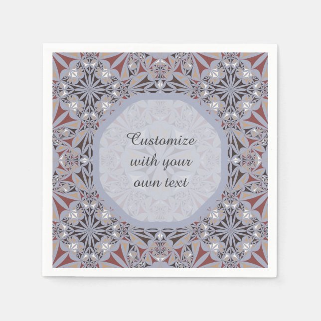 Burgundy and Grey Elegant Custom Text Napkins (Front)