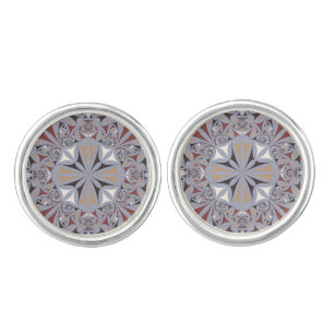 Burgundy and Grey Elegant Pattern Cufflinks