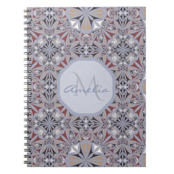 Burgundy And Grey Elegant Pattern Personalised Notebook by MissMatching at Zazzle