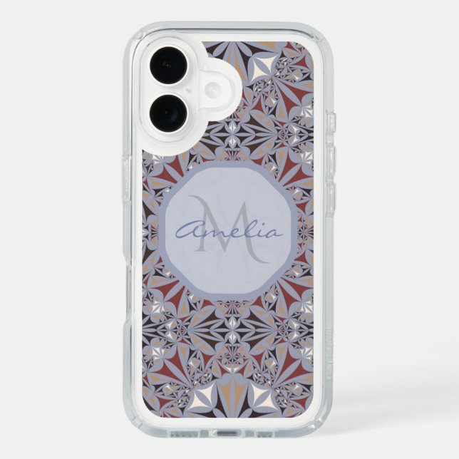 Burgundy and Grey Elegant Pattern Personalised Speck iPhone Case (Front)