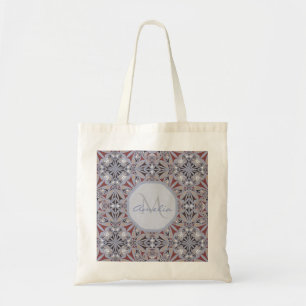 Burgundy and Grey Elegant Pattern Personalised Tote Bag