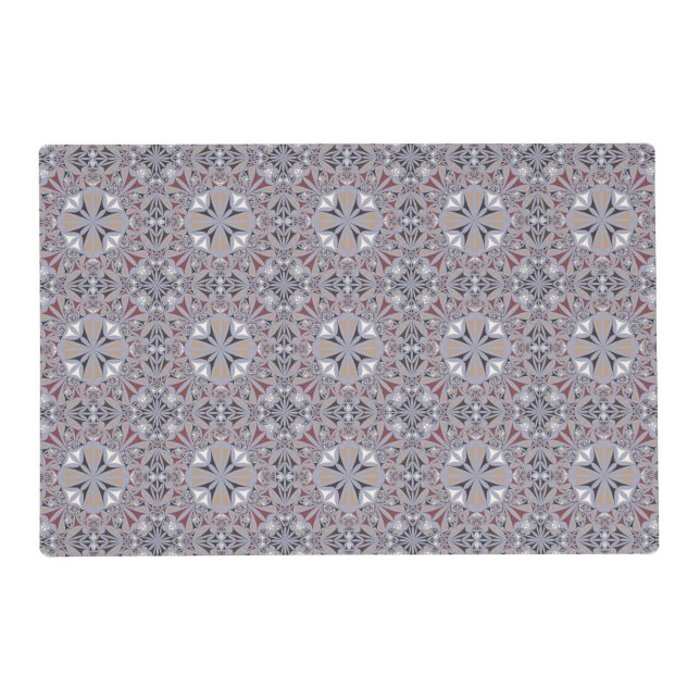 Burgundy and Grey Elegant Pattern Placemat (Front)