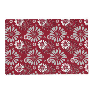 Burgundy and Grey Floral Placemat