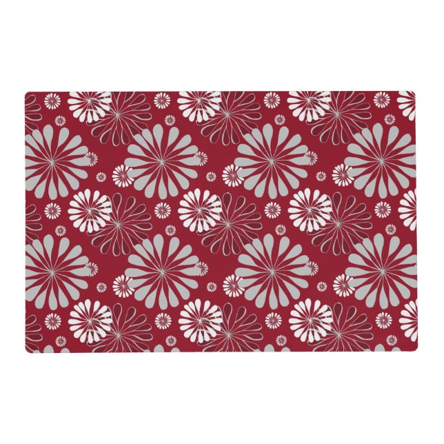 Burgundy and Grey Floral Placemat (Front)