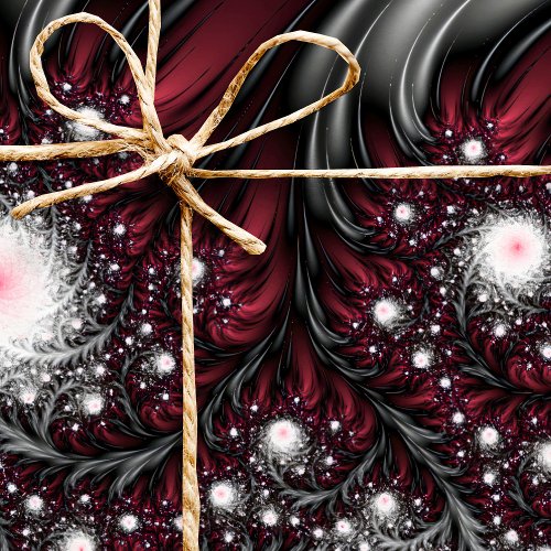 Burgundy and Grey Fractals Mesmerizing Cool Trippy Wrapping Paper