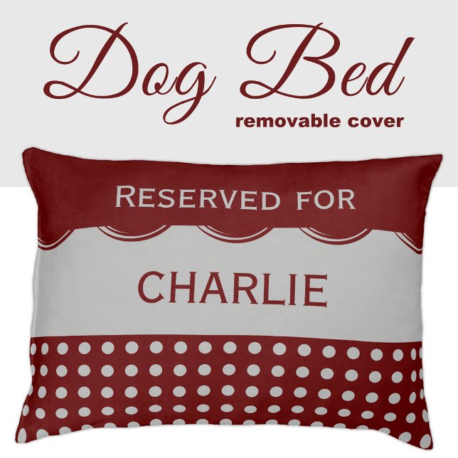 Burgundy and grey polka dots reserved for name pet bed (Creator Uploaded)