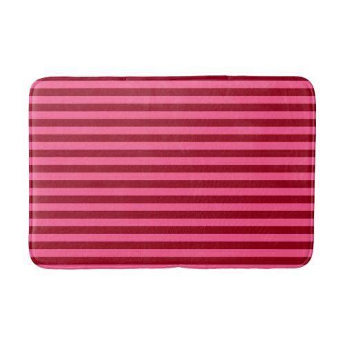 Burgundy and Hot Pink Stripes Bath Mat