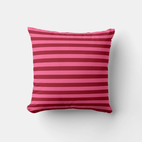 Burgundy and Hot Pink Stripes Throw Pillow