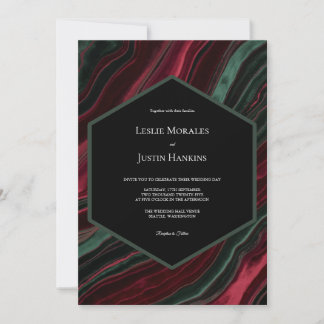 Burgundy and Hunter Green Velvet- Look Invitation