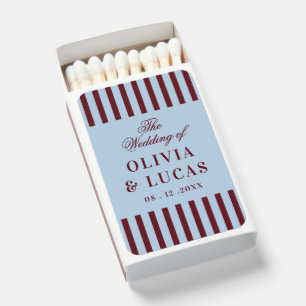 Burgundy and Ice Blue old money wedding Matchboxes