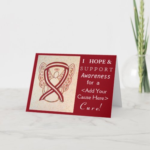 Burgundy and Ivory Awareness Ribbon Custom Cards