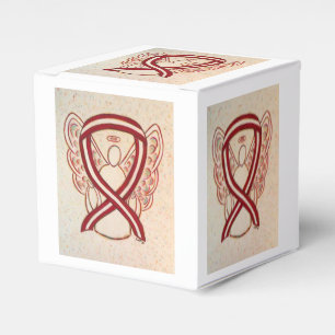 Burgundy and Ivory Awareness Ribbon Favor Box