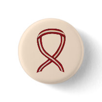 Burgundy and Ivory Awareness Ribbon Pin Buttons