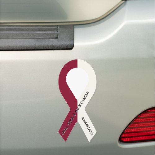 Burgundy and Ivory Cancer Awareness Ribbon Car Magnet