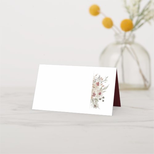 Burgundy and Ivory Floral Vintage Wedding Place Card