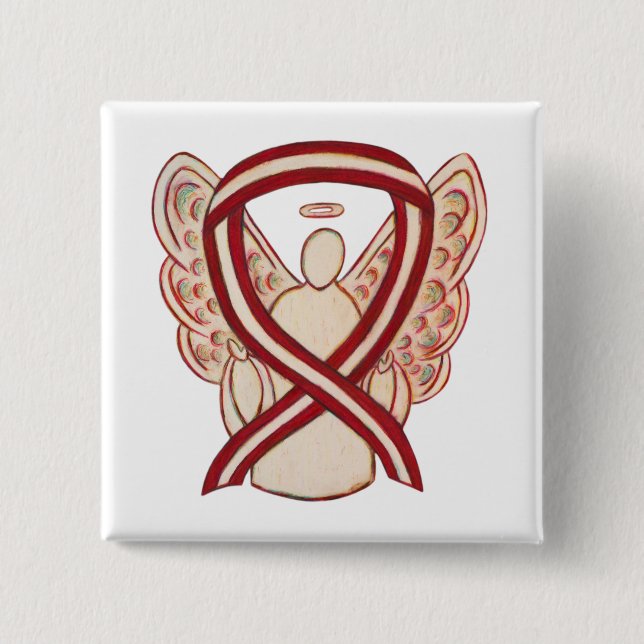 Burgundy and Ivory Ribbon Awareness Angel Pin (Front)