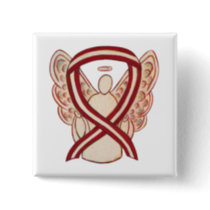 Burgundy and Ivory Ribbon Awareness Angel Pin