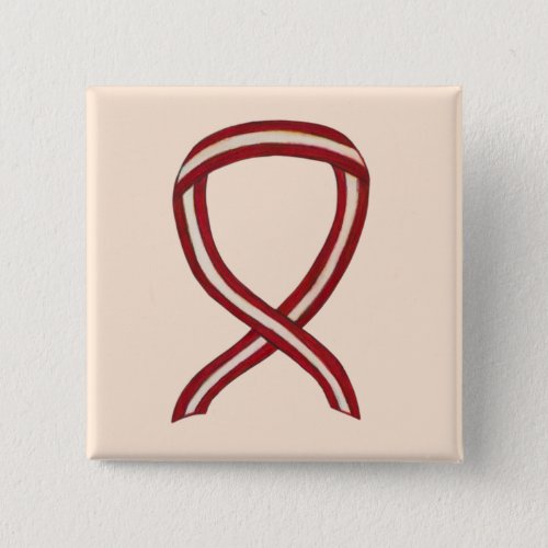 Burgundy and Ivory Ribbon Awareness Custom Pin