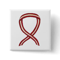 Burgundy and Ivory Ribbon Awareness Custom Pin