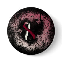 Burgundy and Ivory Ribbon Grunge Heart Button