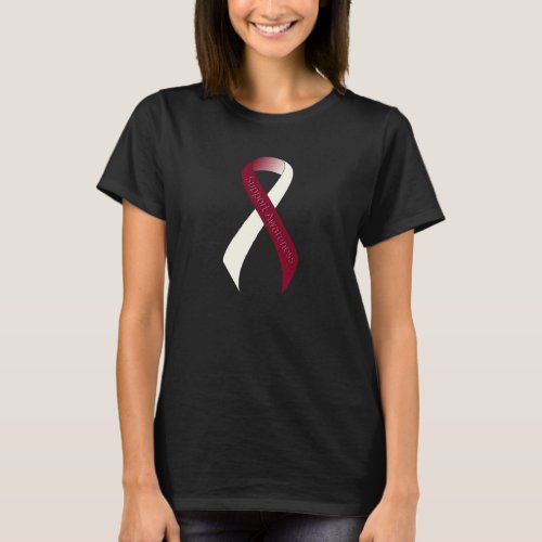 Burgundy and Ivory Ribbon Support Awareness T_Shirt