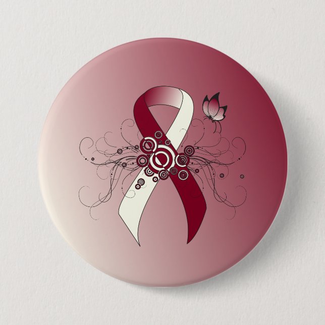 Burgundy and Ivory Ribbon with Butterfly Button (Front)