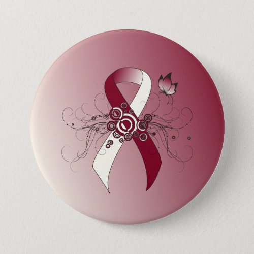 Burgundy and Ivory Ribbon with Butterfly Button