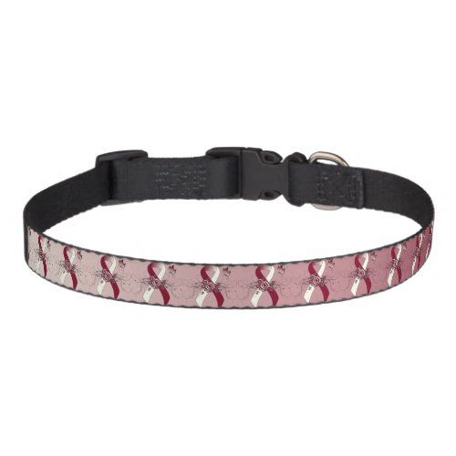 Burgundy and Ivory Ribbon with Butterfly Pet Collar
