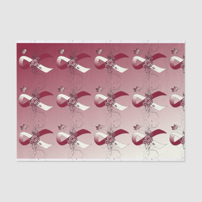 Burgundy and Ivory Ribbon with Butterfly Tissue Paper (Front)