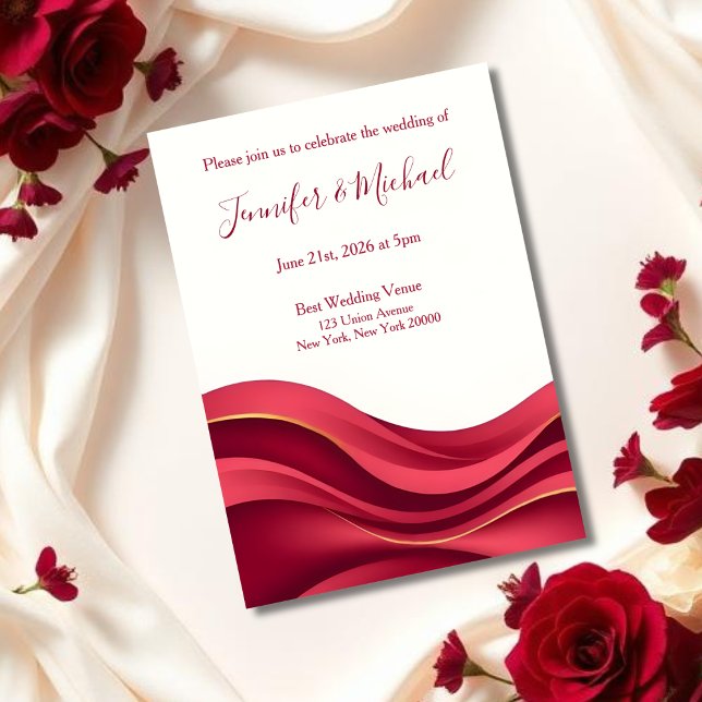 Burgundy and Ivory Wedding  Invitation (Burgundy Wedding  Invitation)