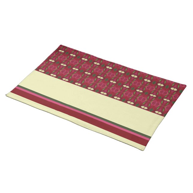 Burgundy and Light Green Cloth Placemat (On Table)