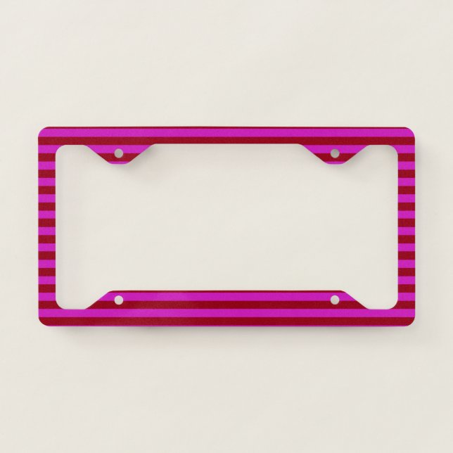 Burgundy and Magenta Stripes License Plate Frame (Front)