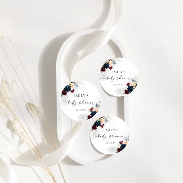 Burgundy and Navy Baby Shower Favor Tag (Creator Uploaded)