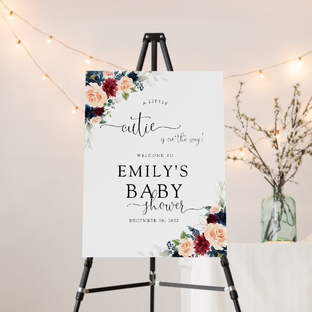 Burgundy and Navy Baby Shower Foam Board (In Situ (Stand))