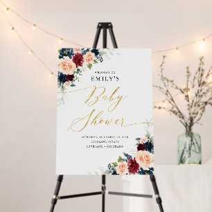 Burgundy and Navy Baby Shower Foam Board