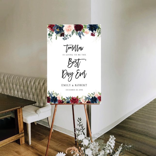 Burgundy and Navy Best Day Ever Foam Board (Creator Uploaded)