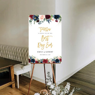 Burgundy and Navy Best Day Ever Foam Board